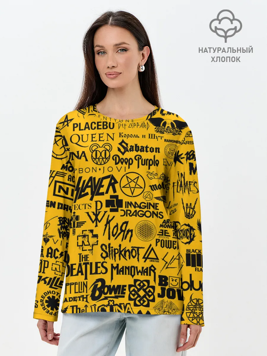 Лонгслив женский. Хлопок / ЛОГОТИПЫ РОК ГРУПП