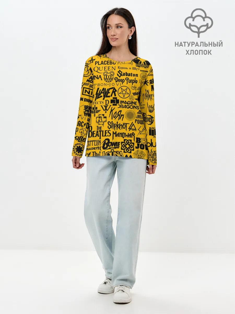 Лонгслив женский. Хлопок / ЛОГОТИПЫ РОК ГРУПП