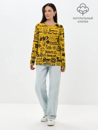 Лонгслив женский. Хлопок / ЛОГОТИПЫ РОК ГРУПП