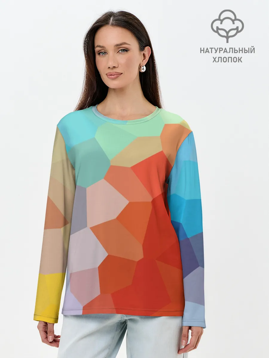 Лонгслив женский. Хлопок / Пикси кристаллы