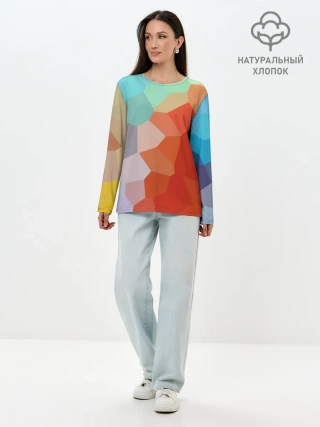Лонгслив женский. Хлопок / Пикси кристаллы