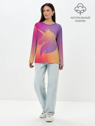 Лонгслив женский. Хлопок / Unicorn gradient