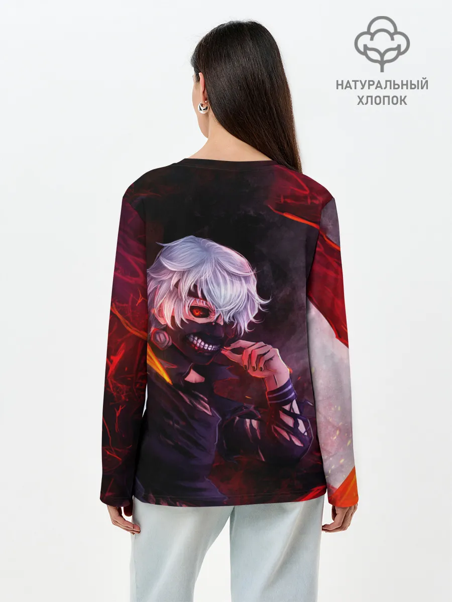 Лонгслив женский. Хлопок / Ken Kaneki красные жала