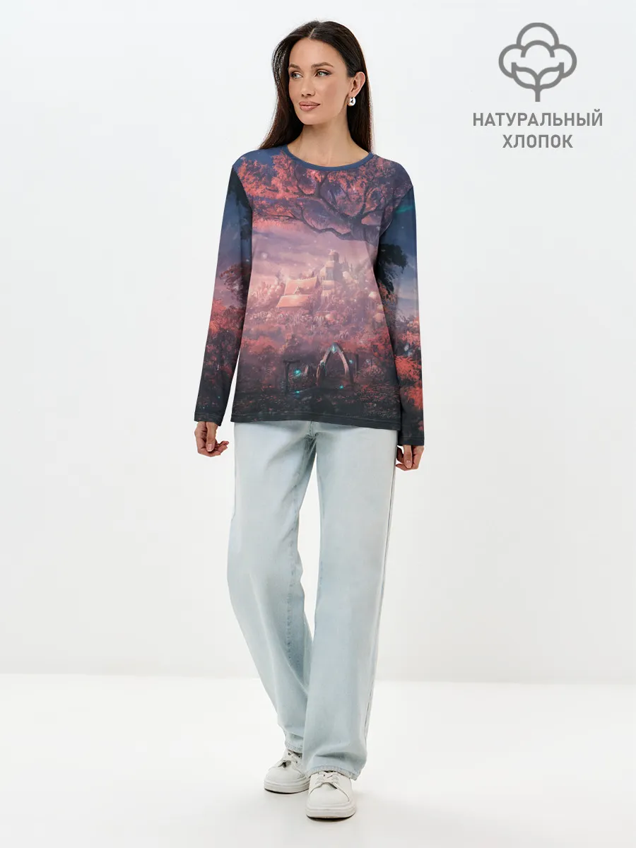 Лонгслив женский. Хлопок / Anime art tree
