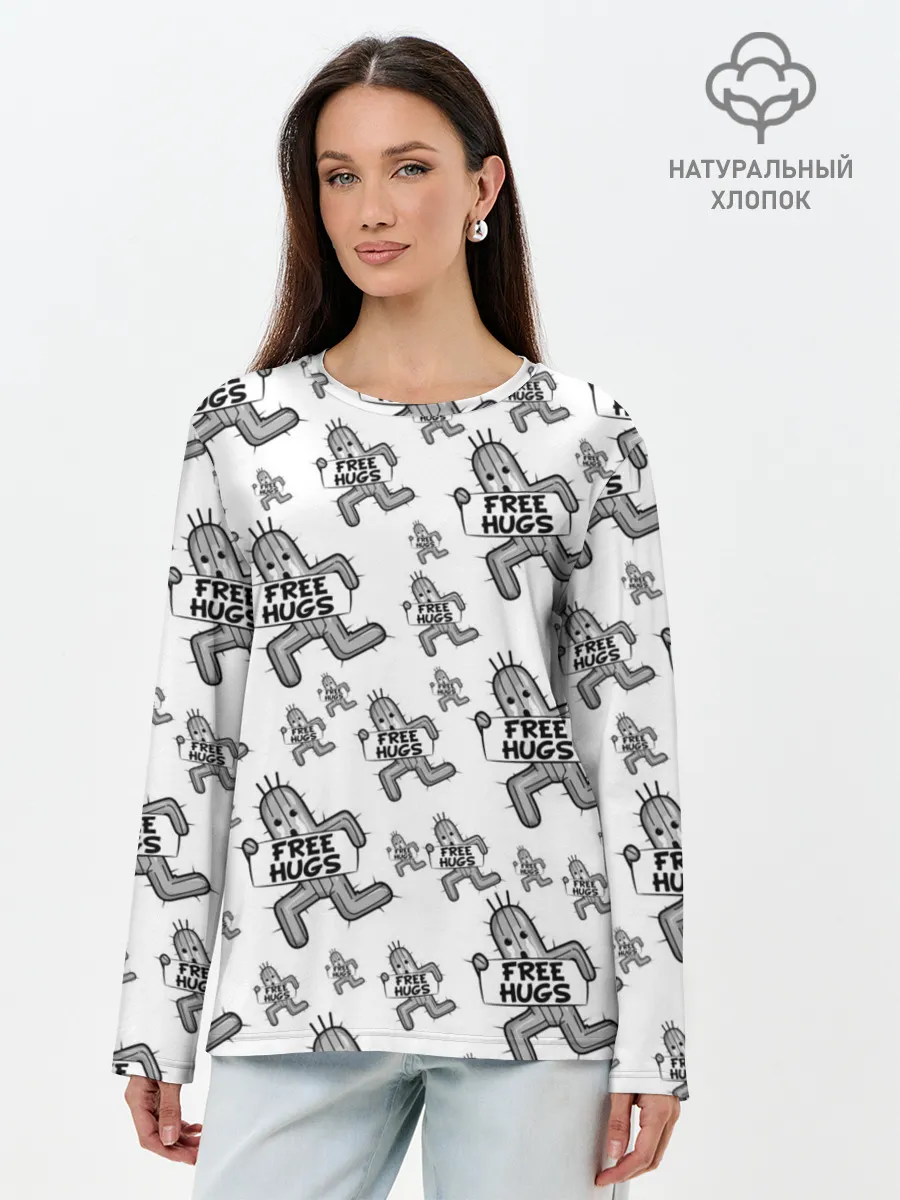 Лонгслив женский. Хлопок / FREE HUGS