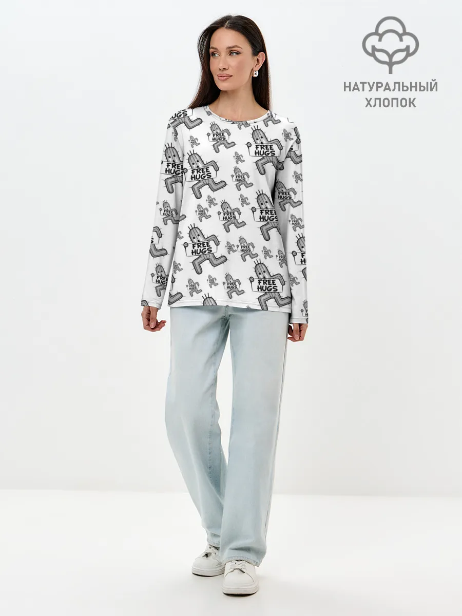 Лонгслив женский. Хлопок / FREE HUGS
