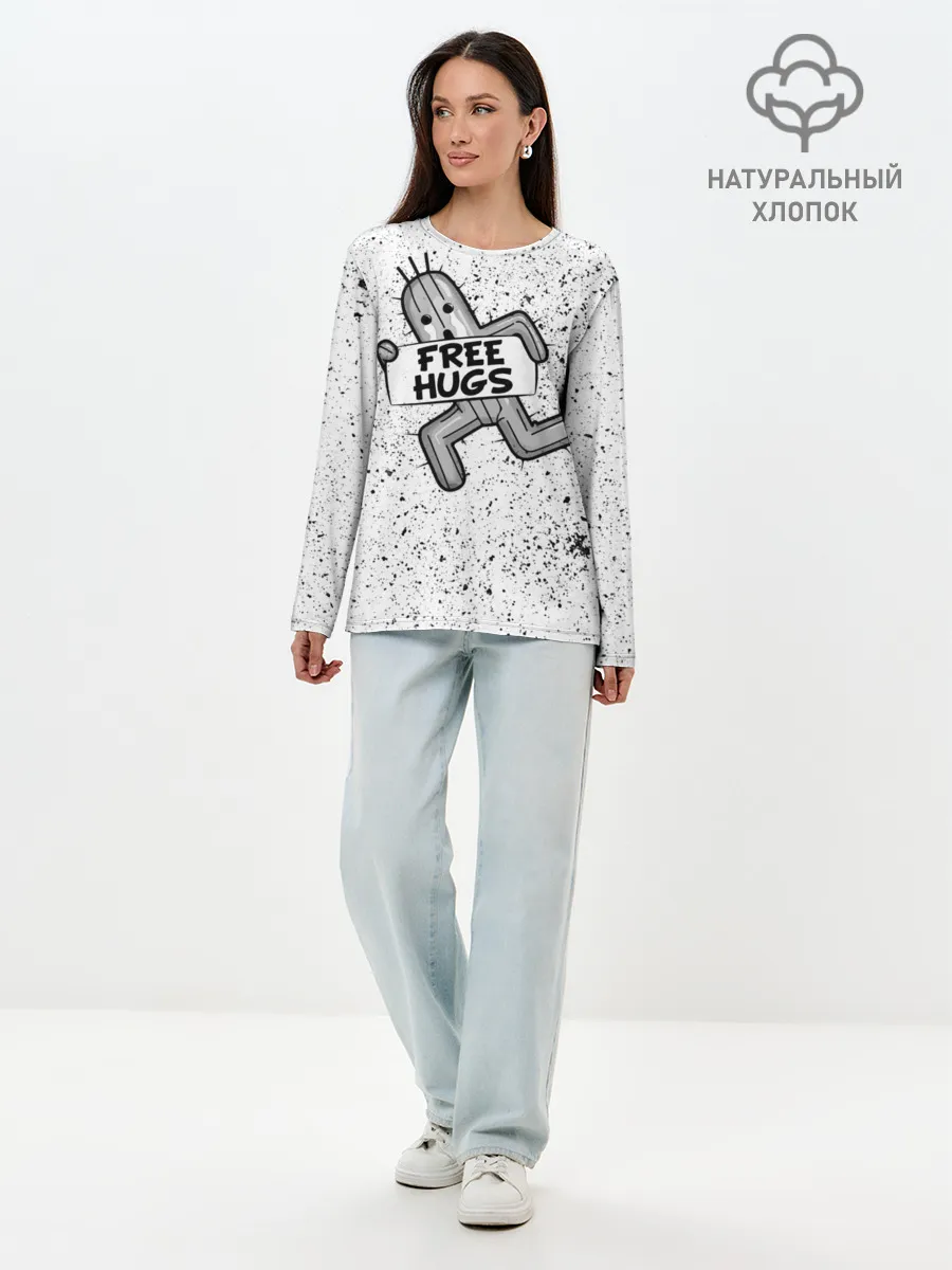 Лонгслив женский. Хлопок / FREE HUGS