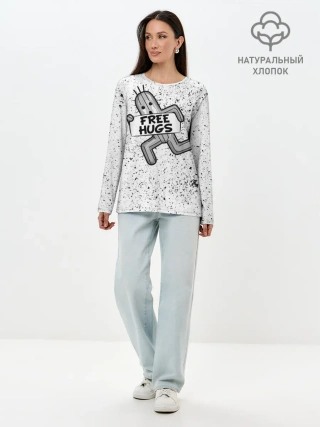 Лонгслив женский. Хлопок / FREE HUGS