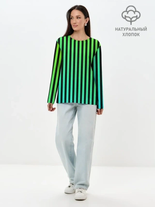Лонгслив женский. Хлопок / Пикси полосы