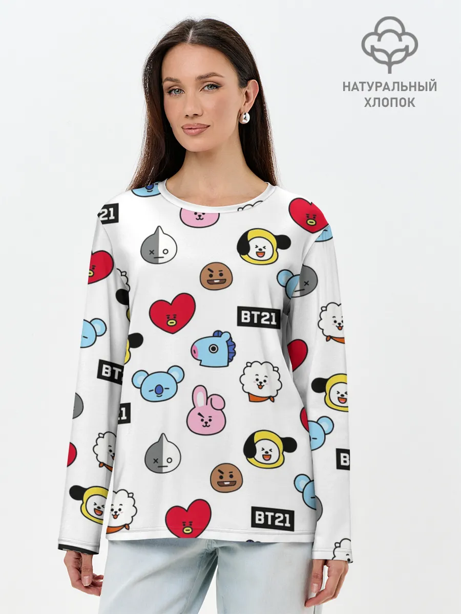 Лонгслив женский. Хлопок / BTS | БТС | BANGTAN BOYS | BT21