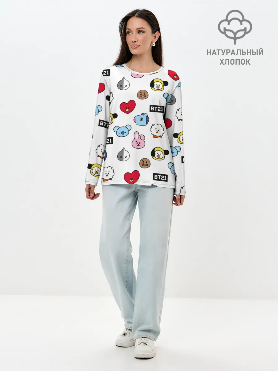 Лонгслив женский. Хлопок / BTS | БТС | BANGTAN BOYS | BT21