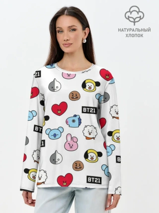 Лонгслив женский. Хлопок / BTS | БТС | BANGTAN BOYS | BT21