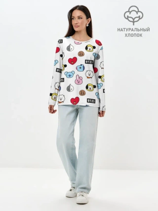 Лонгслив женский. Хлопок / BTS | БТС | BANGTAN BOYS | BT21