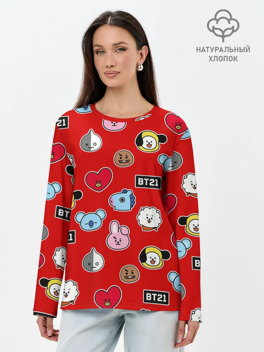 Лонгслив женский. Хлопок / BTS