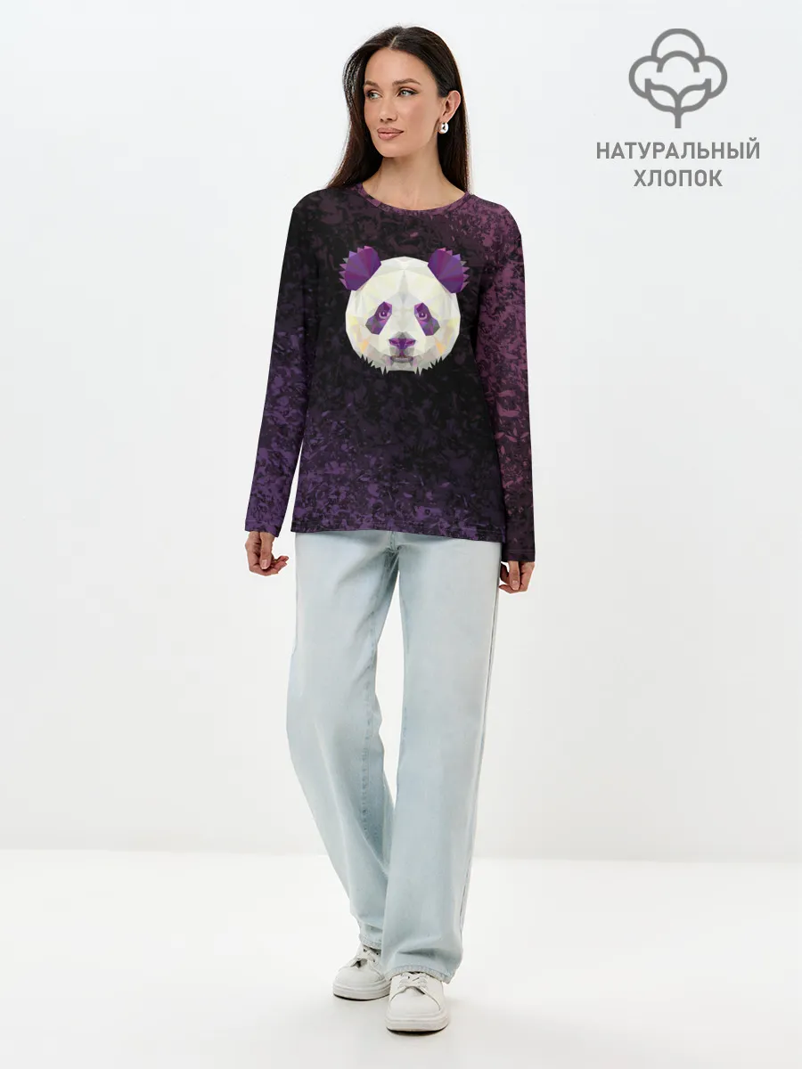 Лонгслив женский. Хлопок / Панда