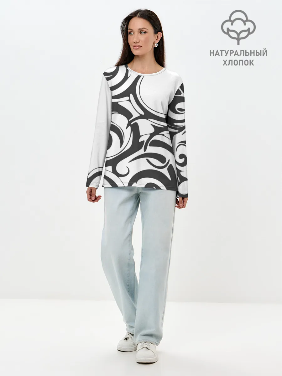 Лонгслив женский. Хлопок / Узоры