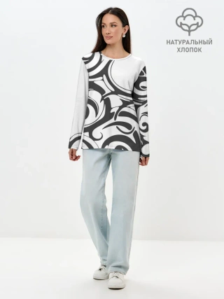 Лонгслив женский. Хлопок / Узоры