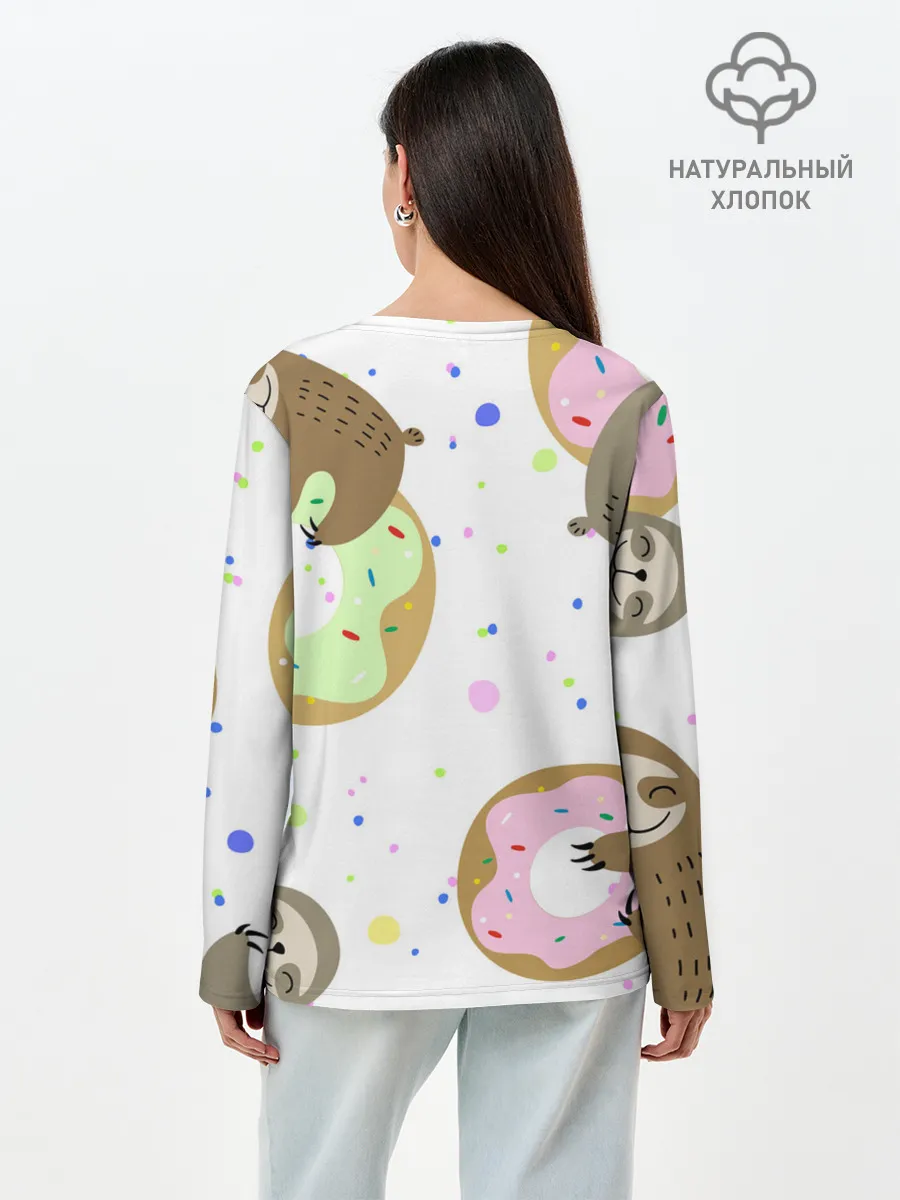 Лонгслив женский. Хлопок / Милый Ленивец