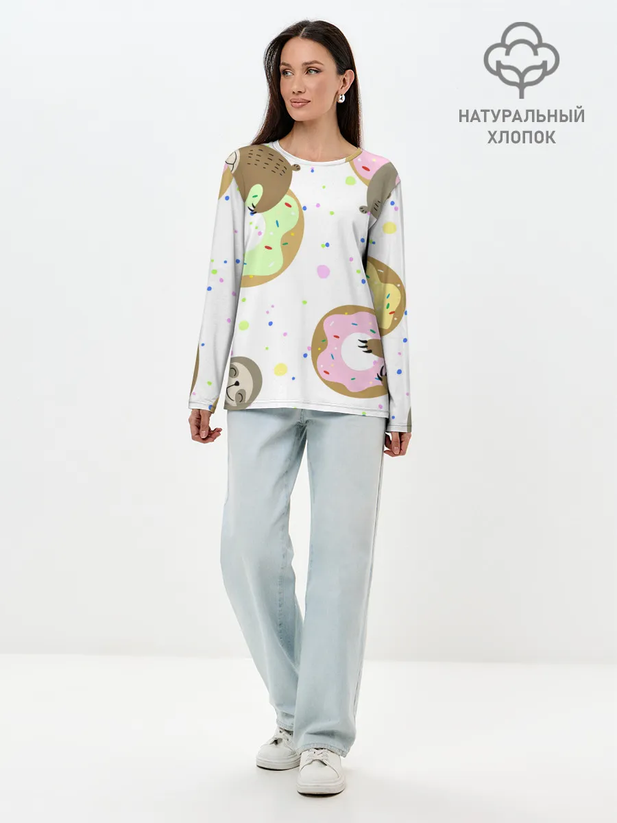 Лонгслив женский. Хлопок / Милый Ленивец