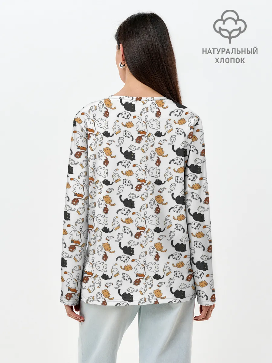 Лонгслив женский. Хлопок / Котики