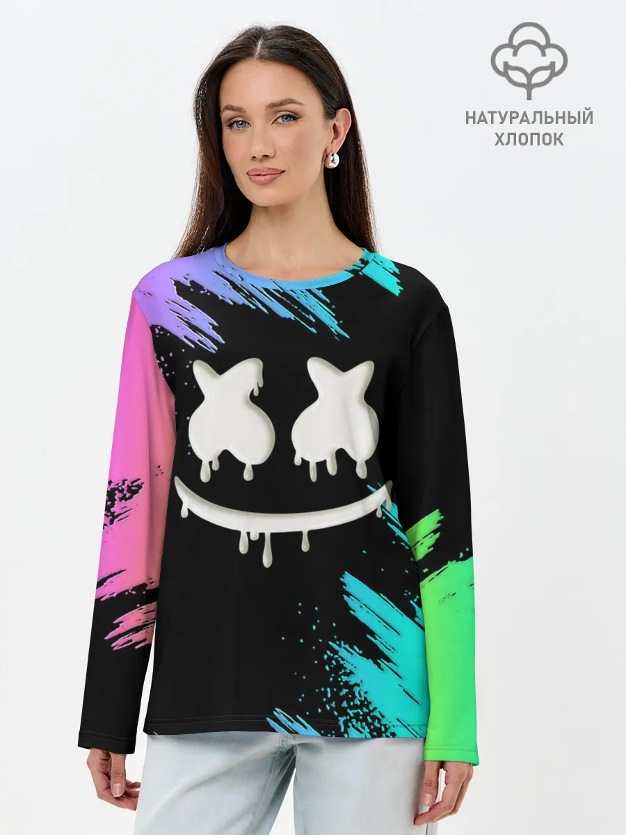 Лонгслив женский. Хлопок / Marshmello