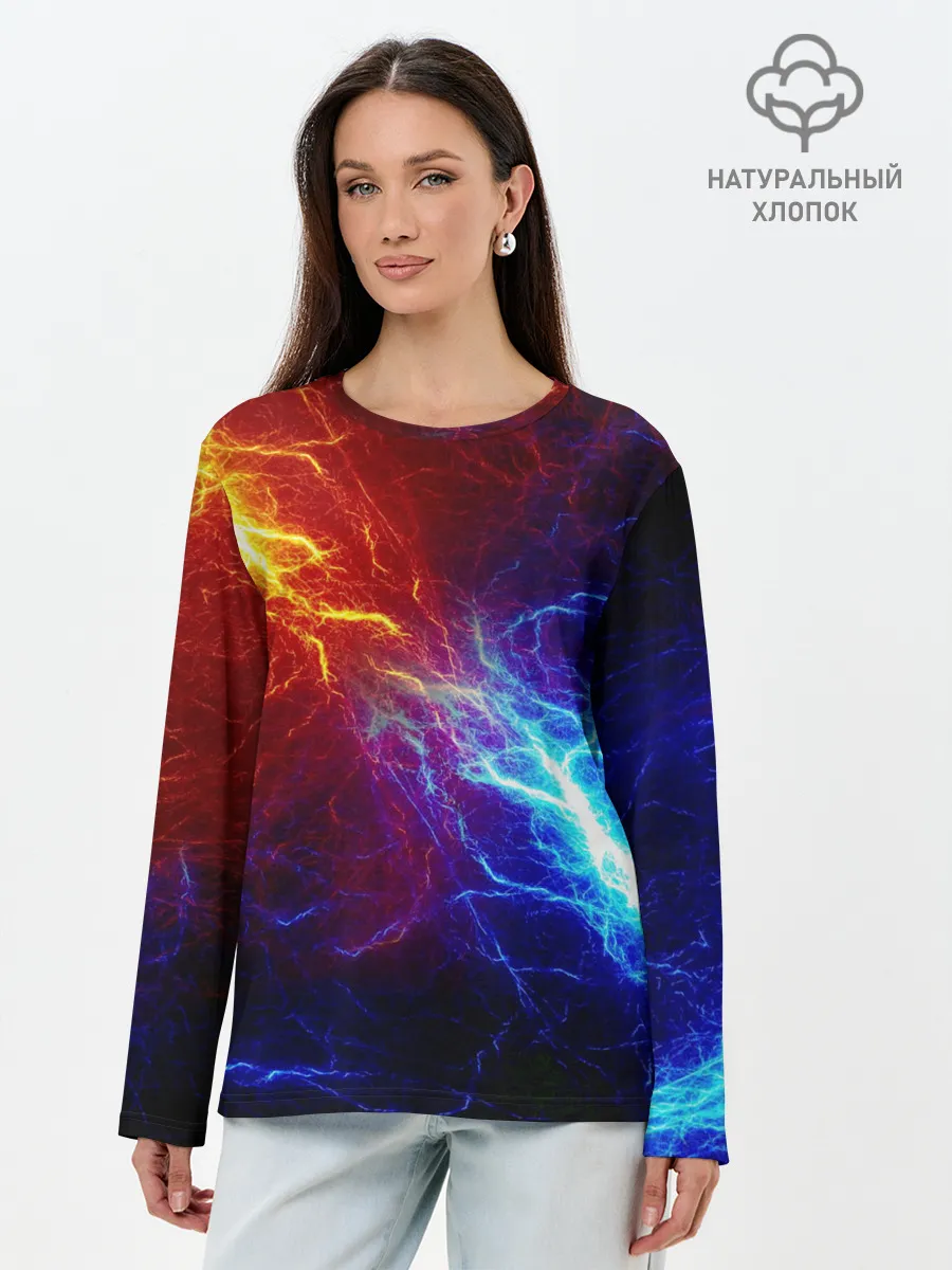 Лонгслив женский. Хлопок / БИТВА МОЛНИЙ / BATTLE FLASH