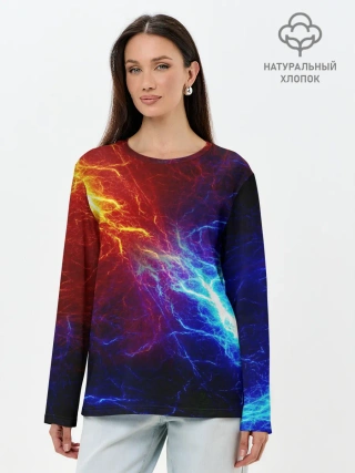 Лонгслив женский. Хлопок / БИТВА МОЛНИЙ / BATTLE FLASH