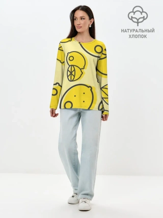 Лонгслив женский. Хлопок / Лимончики