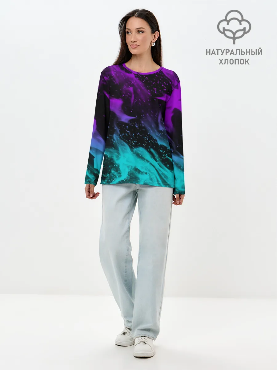 Лонгслив женский. Хлопок / НЕОНОВЫЙ ОГОНЬ