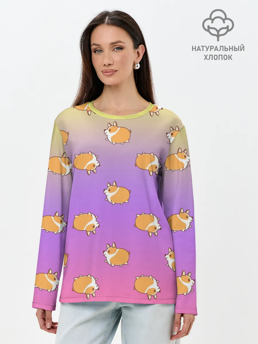 Лонгслив женский. Хлопок / Корги