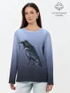 Лонгслив женский. Хлопок / футуристический ворон