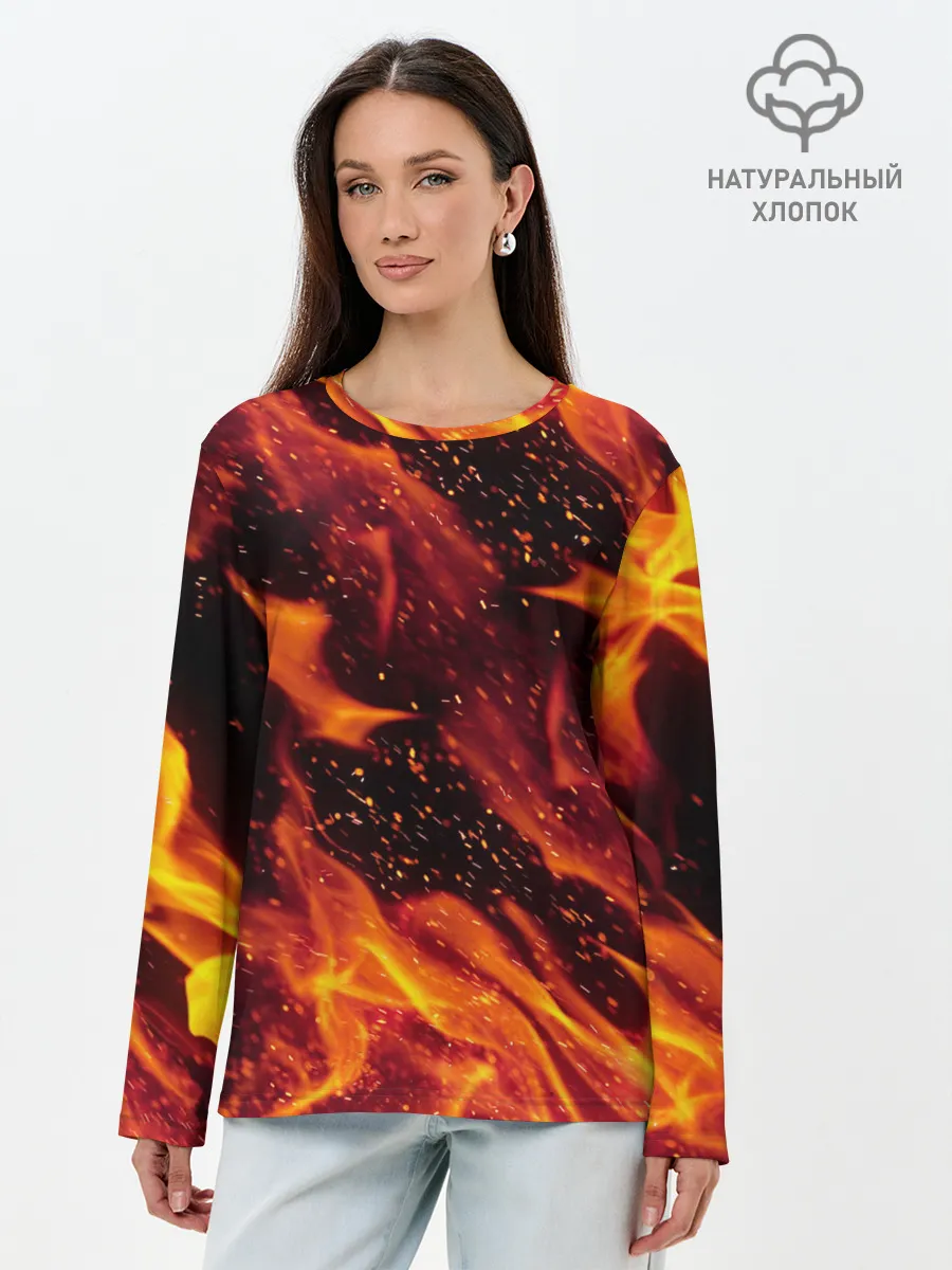 Лонгслив женский. Хлопок / ЯЗЫКИ ПЛАМЕНИ