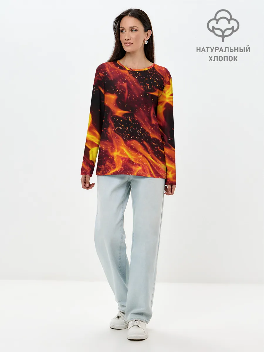 Лонгслив женский. Хлопок / ЯЗЫКИ ПЛАМЕНИ
