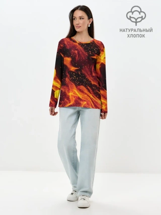 Лонгслив женский. Хлопок / ЯЗЫКИ ПЛАМЕНИ