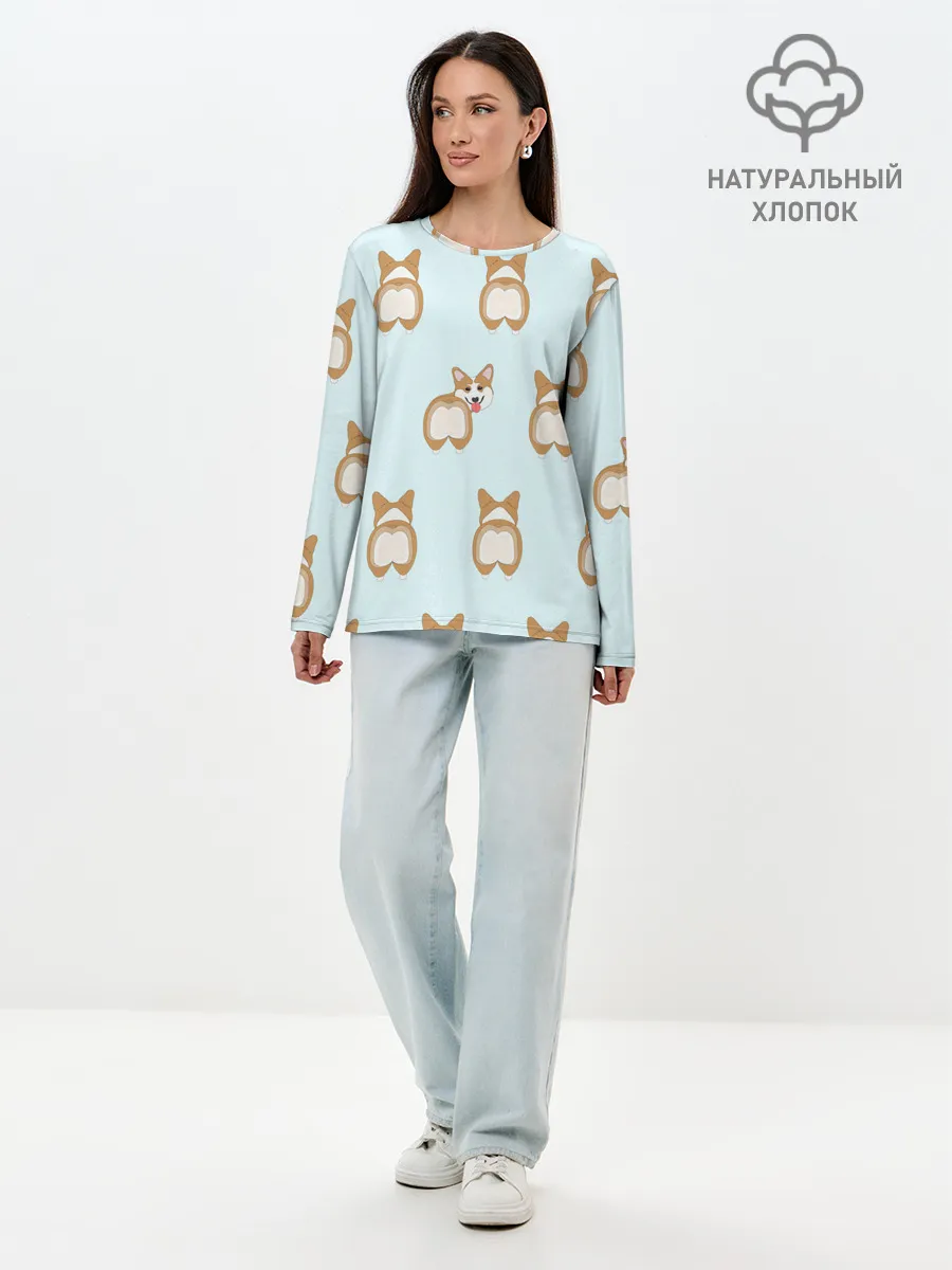 Лонгслив женский. Хлопок / Корги