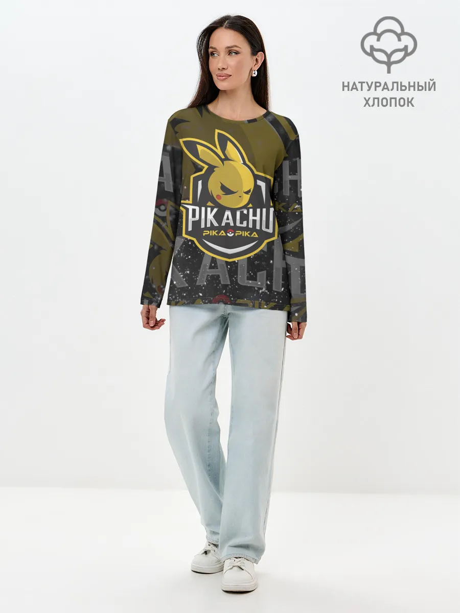 Лонгслив женский. Хлопок / Спорт Пикачу