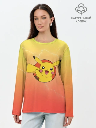 Лонгслив женский. Хлопок / Пикачу