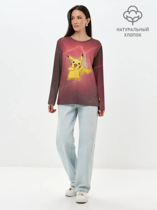Лонгслив женский. Хлопок / Pokemon