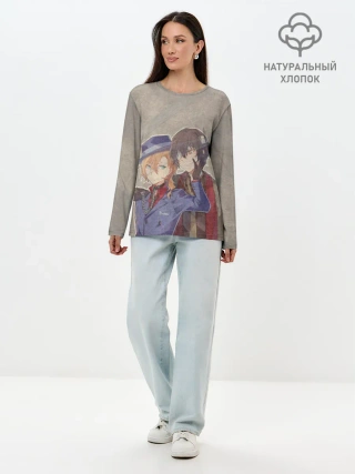 Лонгслив женский. Хлопок / Дазай и чуя