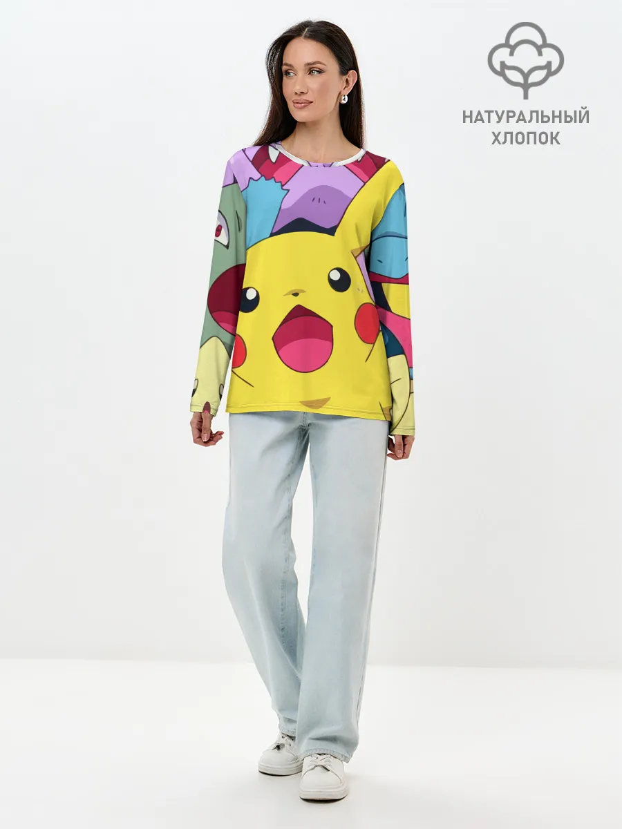 Лонгслив женский. Хлопок / Pokemon bros