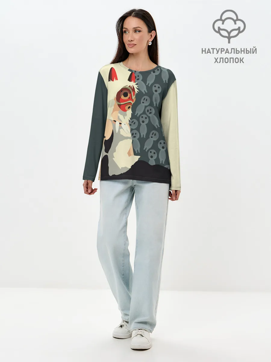 Лонгслив женский. Хлопок / Принцесса Мононоке