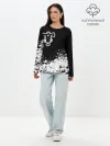 Лонгслив женский. Хлопок / Черный Клевер