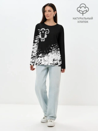 Лонгслив женский. Хлопок / Черный Клевер