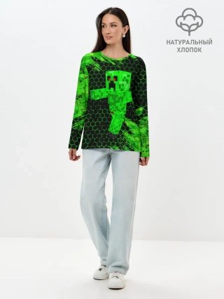 Лонгслив женский. Хлопок / MINECRAFT CREEPER