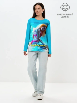 Лонгслив женский. Хлопок / CYBERPUNK 2077