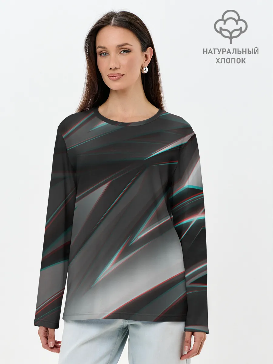 Лонгслив женский. Хлопок / GEOMETRY STRIPES GLITCH