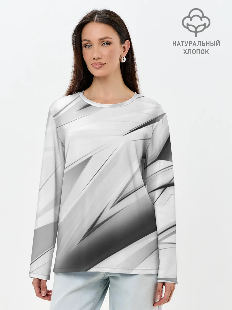 Лонгслив женский. Хлопок / GEOMETRY STRIPES WHITE