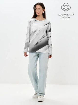 Лонгслив женский. Хлопок / GEOMETRY STRIPES WHITE