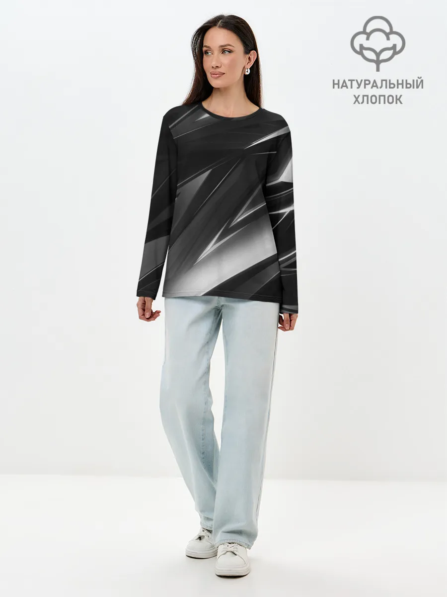 Лонгслив женский. Хлопок / GEOMETRY STRIPES BLACK & WHITE