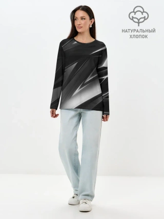 Лонгслив женский. Хлопок / GEOMETRY STRIPES BLACK & WHITE